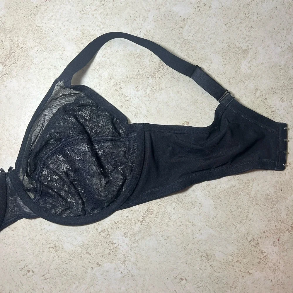 HSIA Elegant Black Lace Unlined Underwire Full Figure Balconette Bra Size 40DD